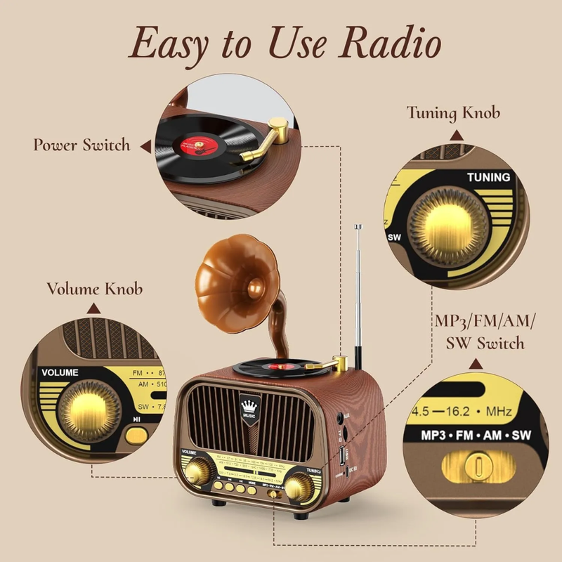 Radio Vintage Meier 1319™ (Diseño toca discos vintage decorativo)