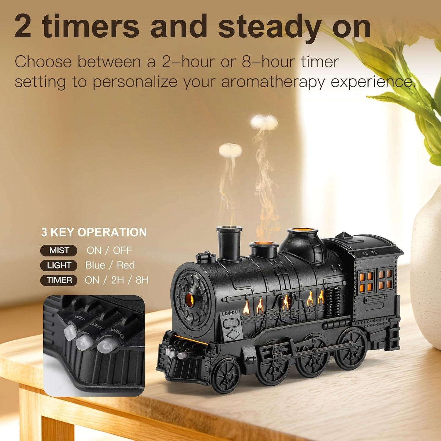 Humidificador Tren de Vapor con Luz LED